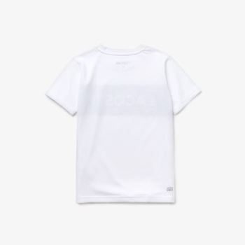 Lacoste SPORT Lettering Cotton Jersey T-shirt Dětské - Tričko Bílé / Tmavě Blankyt Blankyt | CZ-w7RP